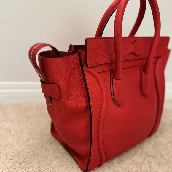 Celine Mini Luggage Tote Red - Picture 5 of 13